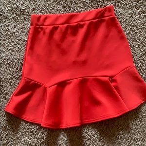 Red flare skirt